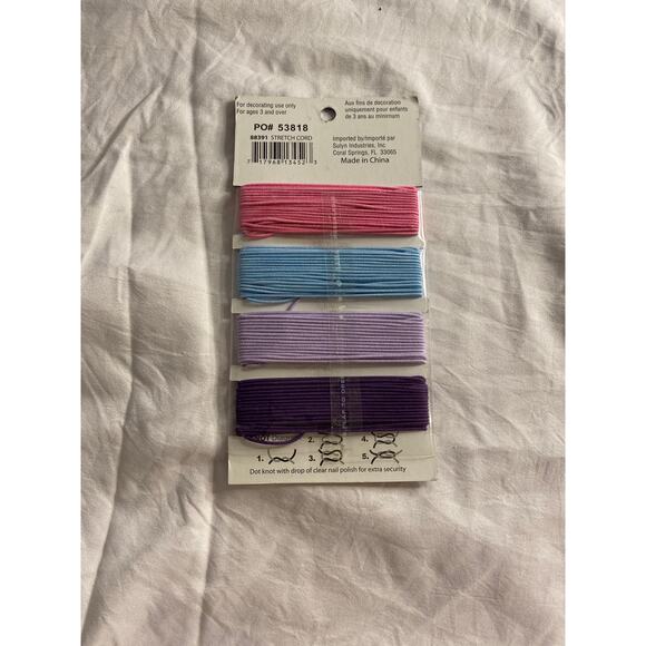 Bead Party Colorful Thick Elastic Cord Set 4 Pack Pink Blue Purple Crafting - Picture 2 of 4